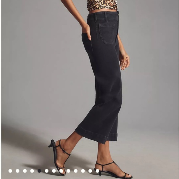 Anthropologie Maeve Colette High-Rise Crop Wide-Leg Jeans dark wash size 26 - Picture 3 of 10